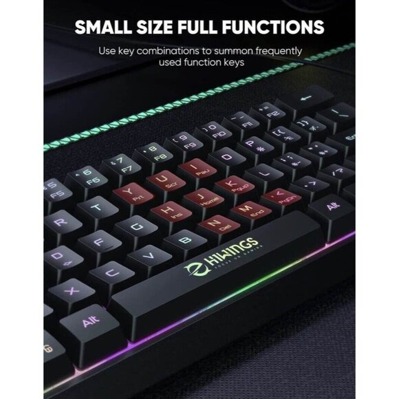 HI600 HIWINGS 60% Gaming Keyboard and Mouse Kit RGB Lighting NEW SEALED - Picture 7 of 8